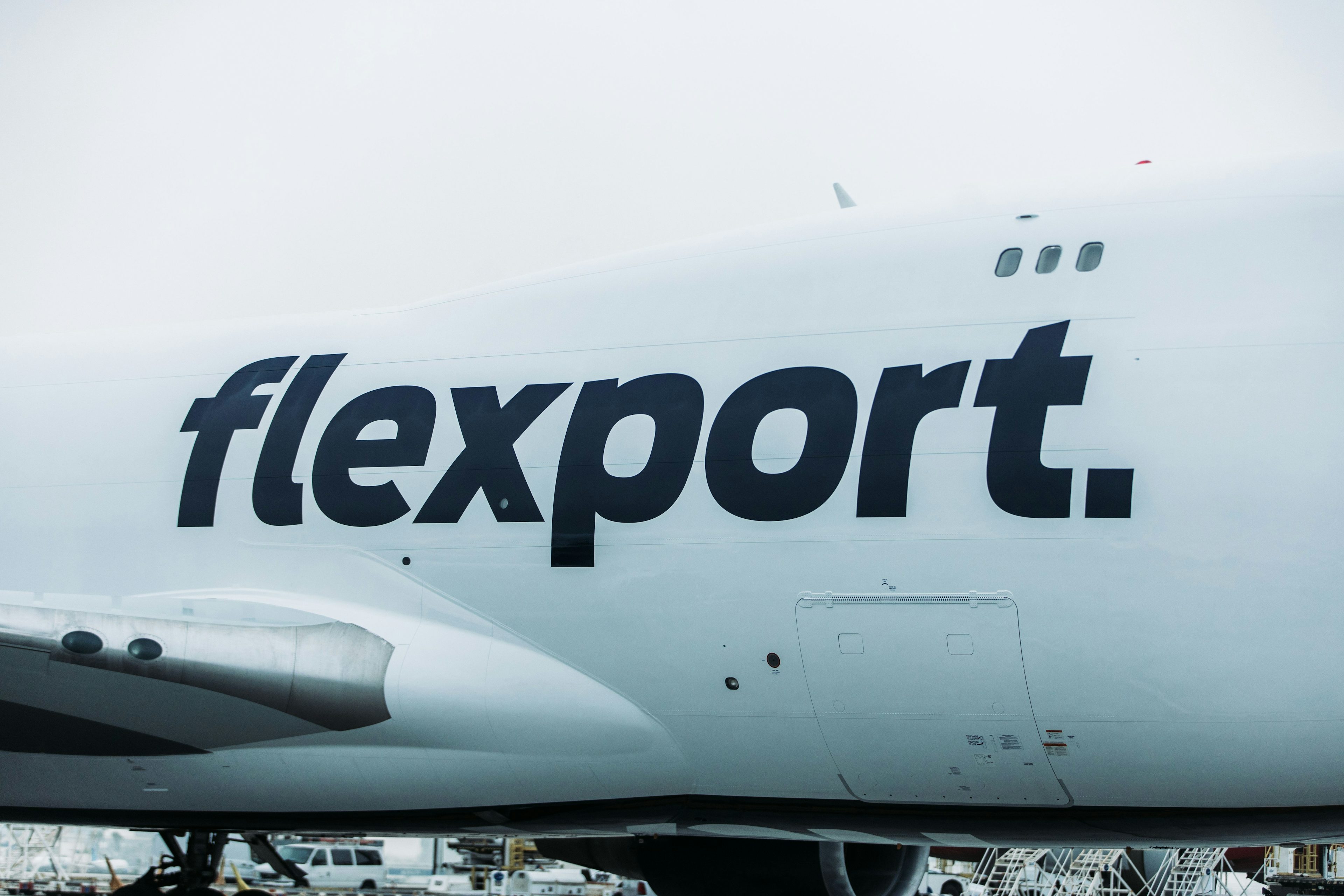 Close-up of a Flexport airplane